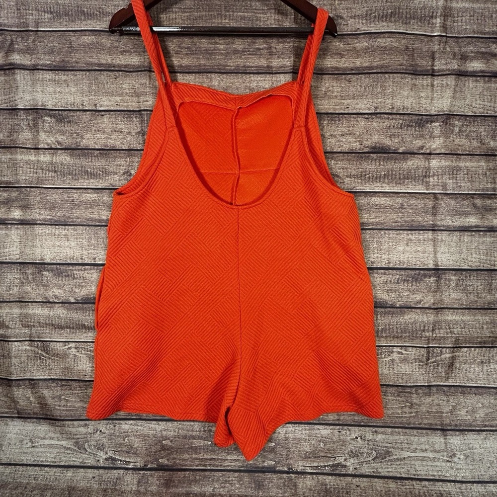 See and Be Seen Orange Textured Tie Strap Romper Shortalls Size M P7173 - Picture 5 of 8